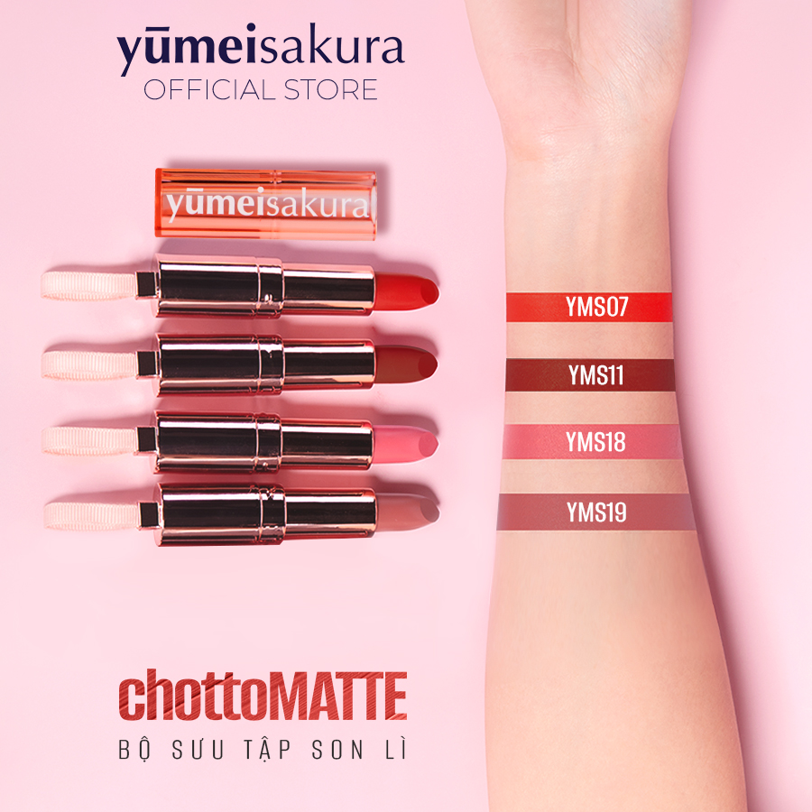 Son Thỏi Màu Cam Sữa Lì Mịn Siêu Dưỡng Yumeisakura Chotto Matte Milky Orange Lipstick YMS18 3.5g