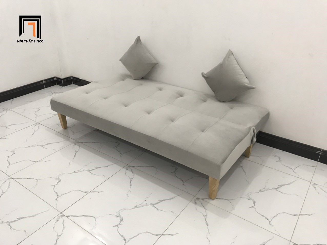 Bộ ghế sofa bed xám ghi trắng vải nhung nhiều kích cỡ