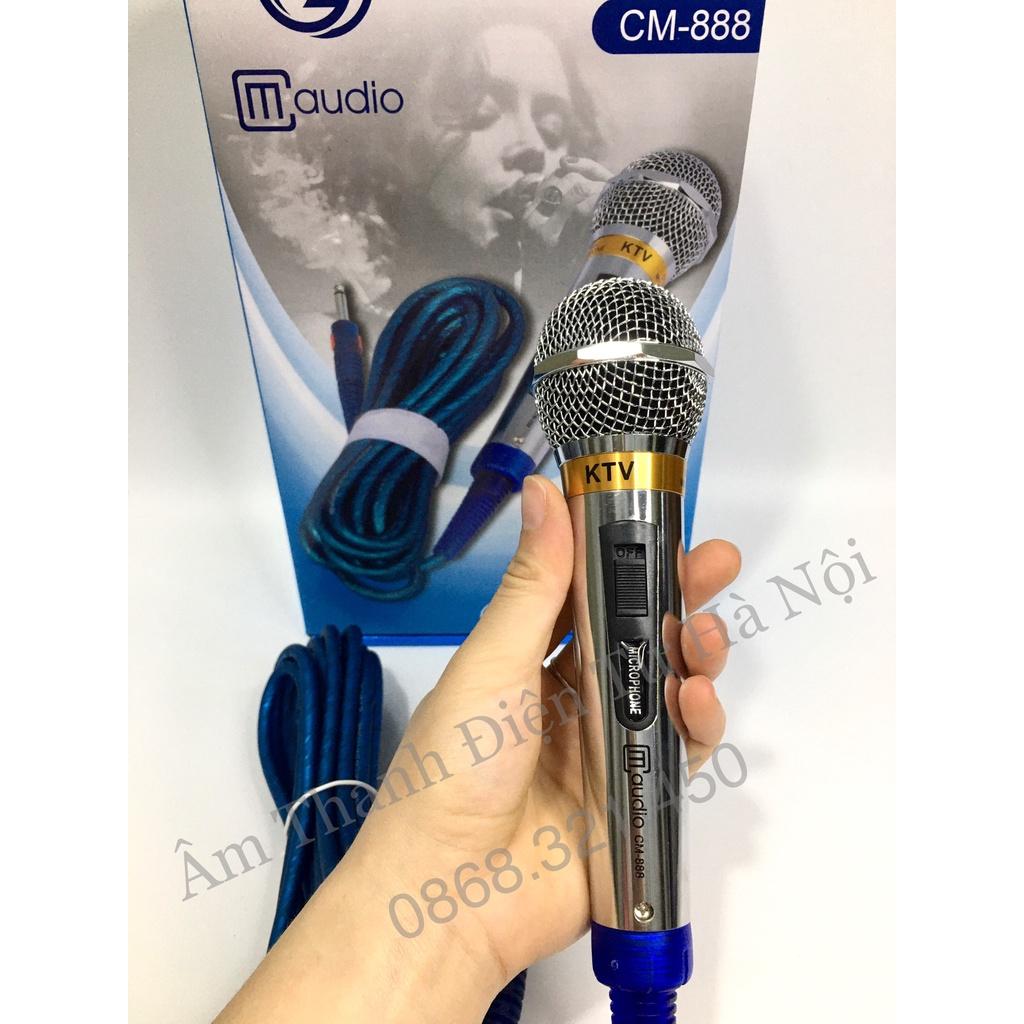 Micro Có Dây CM 888 Tay Cầm Thép Không Gỉ, Hút Giọng, Hát Nhẹ, Chống Hú Tốt. Dây Dài Chống Xoắn Đứt.