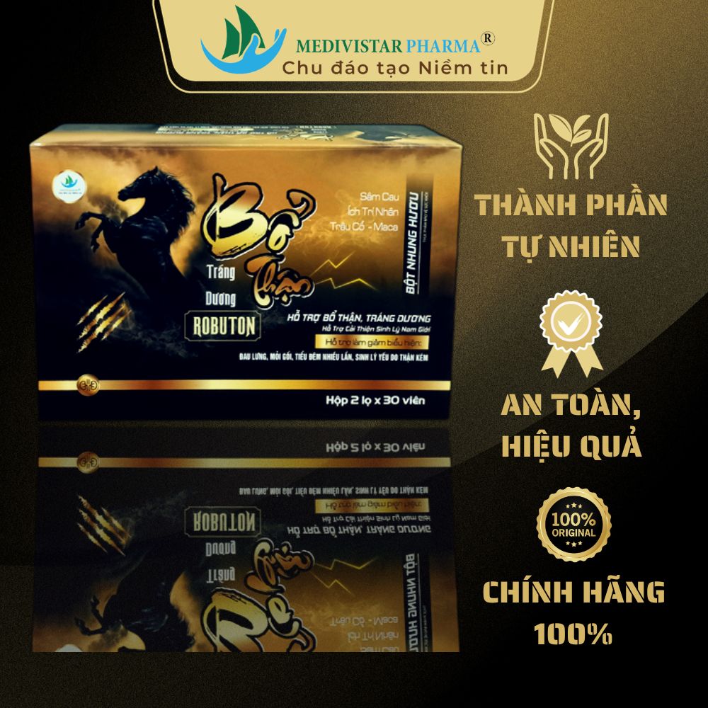 Bổ Thận Tráng Dương ROBUTON Với 8 Loại Thảo Dược Giúp Cải Thiện Sinh Lý Nam An Toàn, Hiệu Quả Hộp 30 Viên Nang
