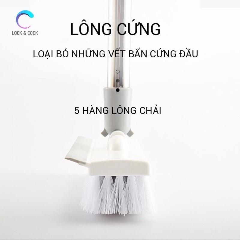 Chổi chà sàn nhà tắm 2 công dụng, đa năng 1 mặt chà, 1 mặt gạt nước, cán inox dài tiện dụng