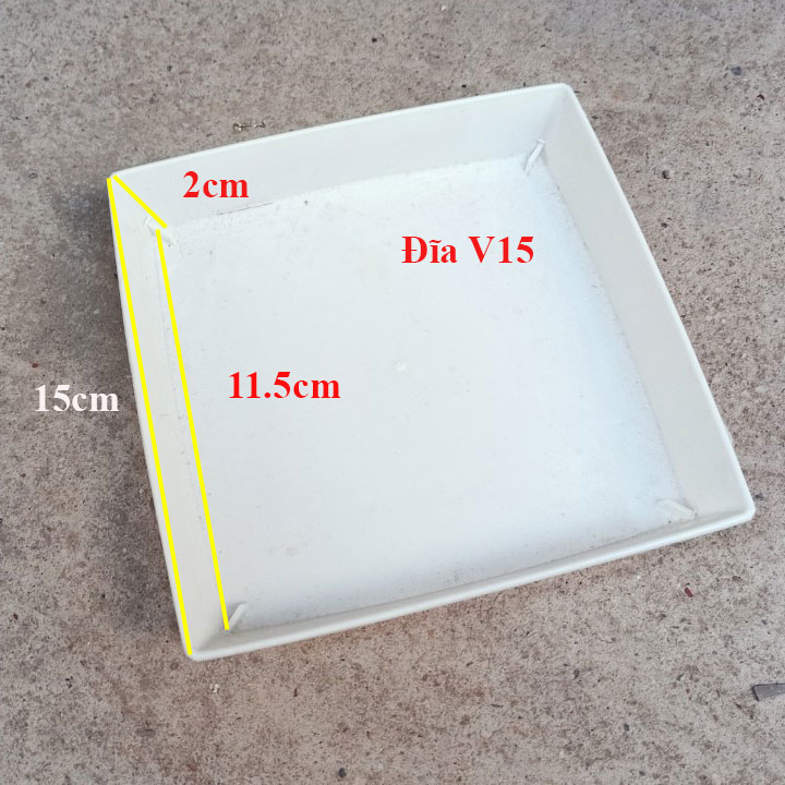 Khay đĩa lót hứng nước chậu trồng cây Vuông DV15-- Viền 15cm - Lọt Lòng 11.5cm