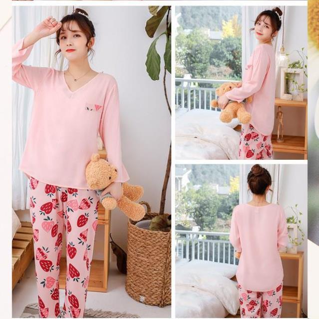 Đồ bộ tiểu thư dài đáng yêu - Bộ đồ mặc nhà cotton nhiều mẫu xinh xắn B51