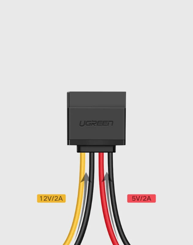 Cáp cái nguồn SATA 15Pin sang IDE 12V 4Pin sử dụng cấp nguồn cho ổ cứng SSD, ổ đĩa quang DVD SATA dài 0.2m UGREEN US217 50720 - Hàng Chính Hãng