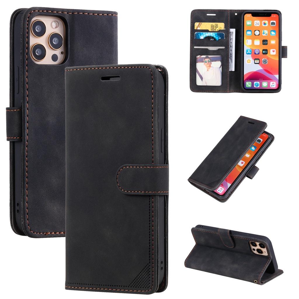 Bao da điện thoại da PU ngăn thẻ màu trơn cho iPhone 11 Pro Max 12 Mini 12 Pro Max 13 Mini 13 Pro Max