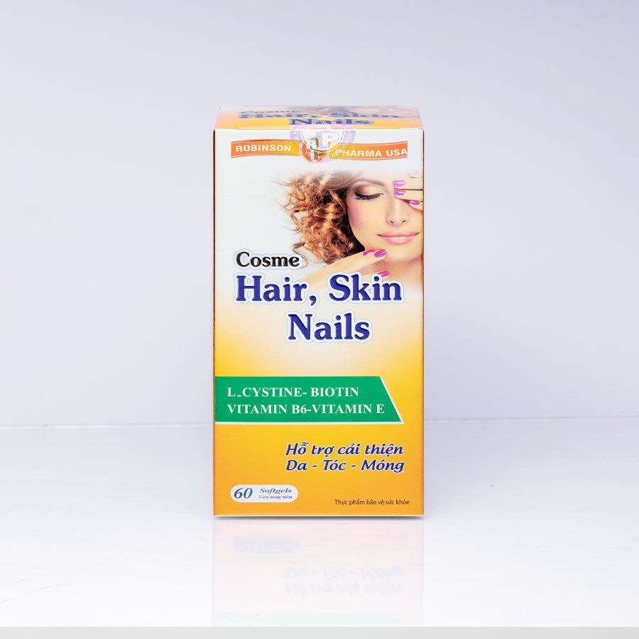 COMBO 2 CHAI TPCN COSME HAIR SKIN NAILS kích thích mọc tóc nhanh, giúp cho chân tóc chắc khoẻ - Chai 60 viên TẶNG 1 CHAI