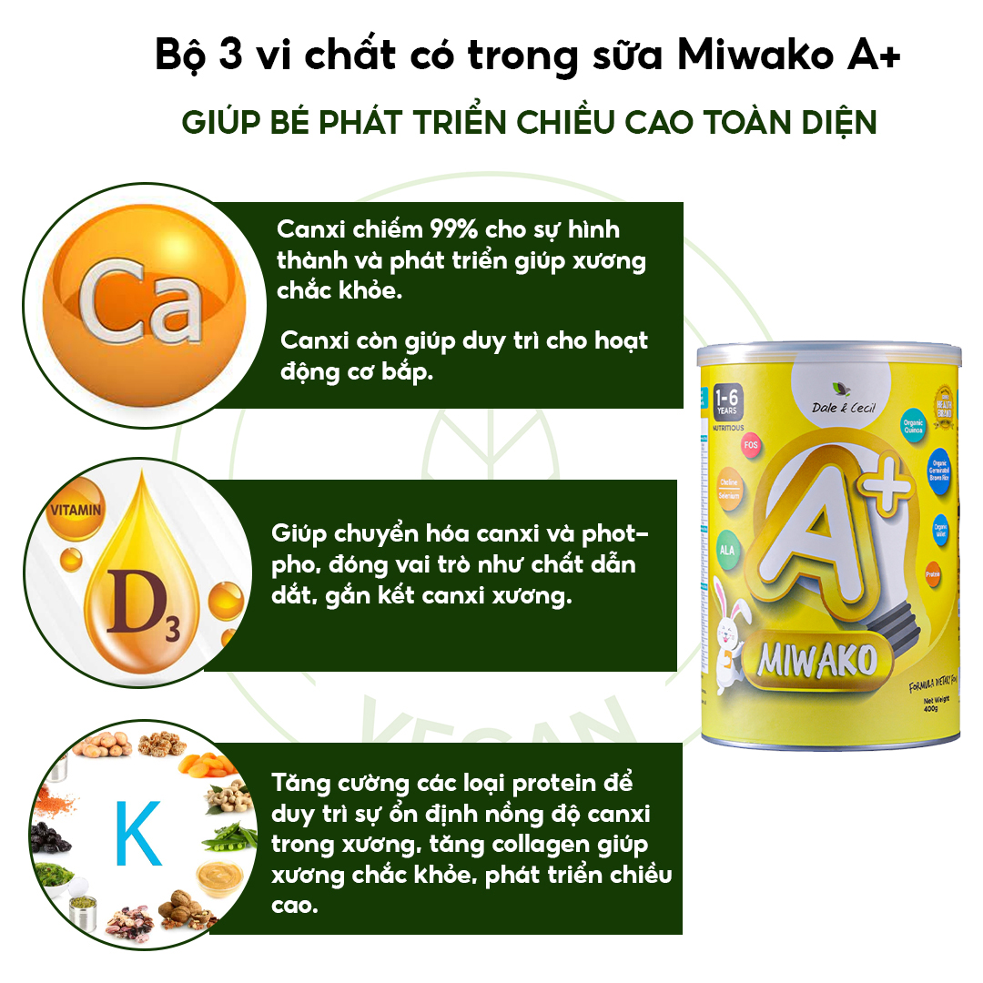 Sữa Miwako A+ Hộp 400g Vị Vani Nhập Khẩu Malaysia, Sữa Hạt Hữu Cơ Organic Cho Bé Từ 1-6 Tuổi Giúp Cải Thiện Ngôn Ngữ Phát Triển Trí Não & Chiều Cao Vị Ngọt Tự Nhiên Dễ Uống