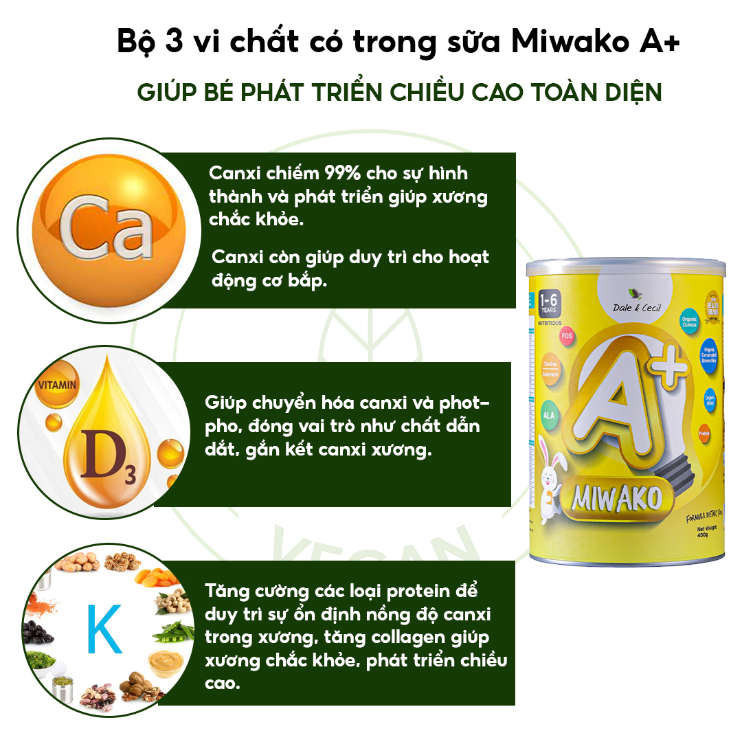 Sữa Miwako A+ Hộp 400g Vị Vani Nhập Khẩu Malaysia, Sữa Hạt Hữu Cơ Organic Cho Bé Từ 1-6 Tuổi Giúp Cải Thiện Ngôn Ngữ Phát Triển Trí Não &amp; Chiều Cao Vị Ngọt Tự Nhiên Dễ Uống