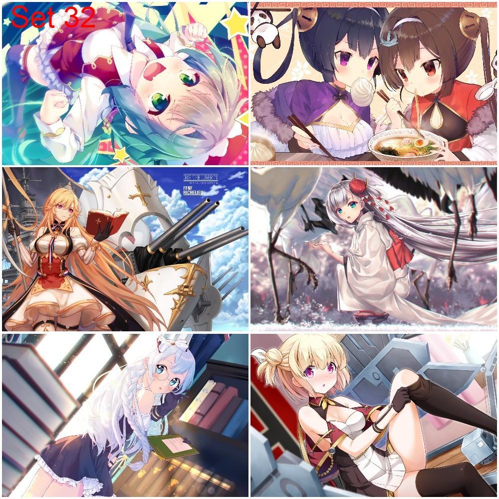 Bộ 6 Poster game Azur Lane (4) (bóc dán) - A3,A4,A5