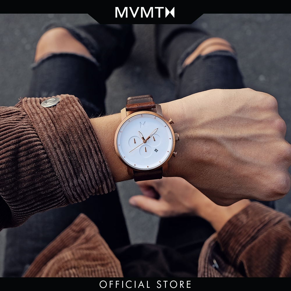 Đồng hồ Nam MVMT dây da 45mm - Chrono D-MC01-RGDBR