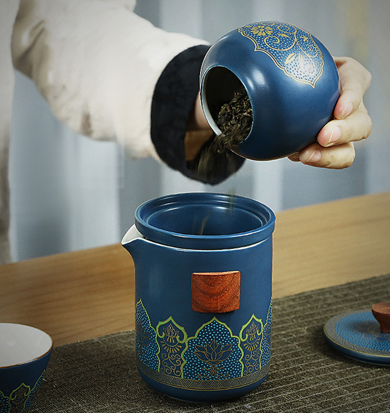 Bộ trà sứ du lịch tinh hoa Cofee drop set