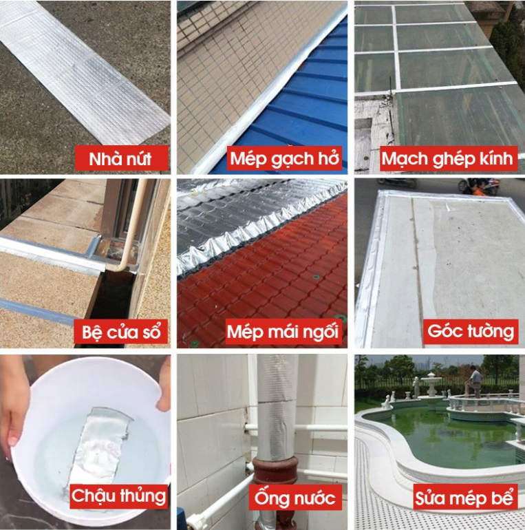 Băng keo chống thấm chống dột đa năng siêu dính kích thước 5cm 10cm dài 5m