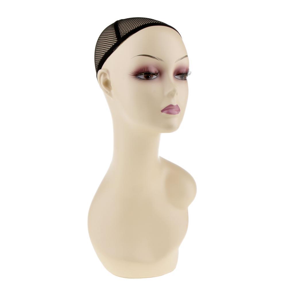 2pcs Plastic Mannequin Head Model Glasses Hat Wig Display Stand with Net