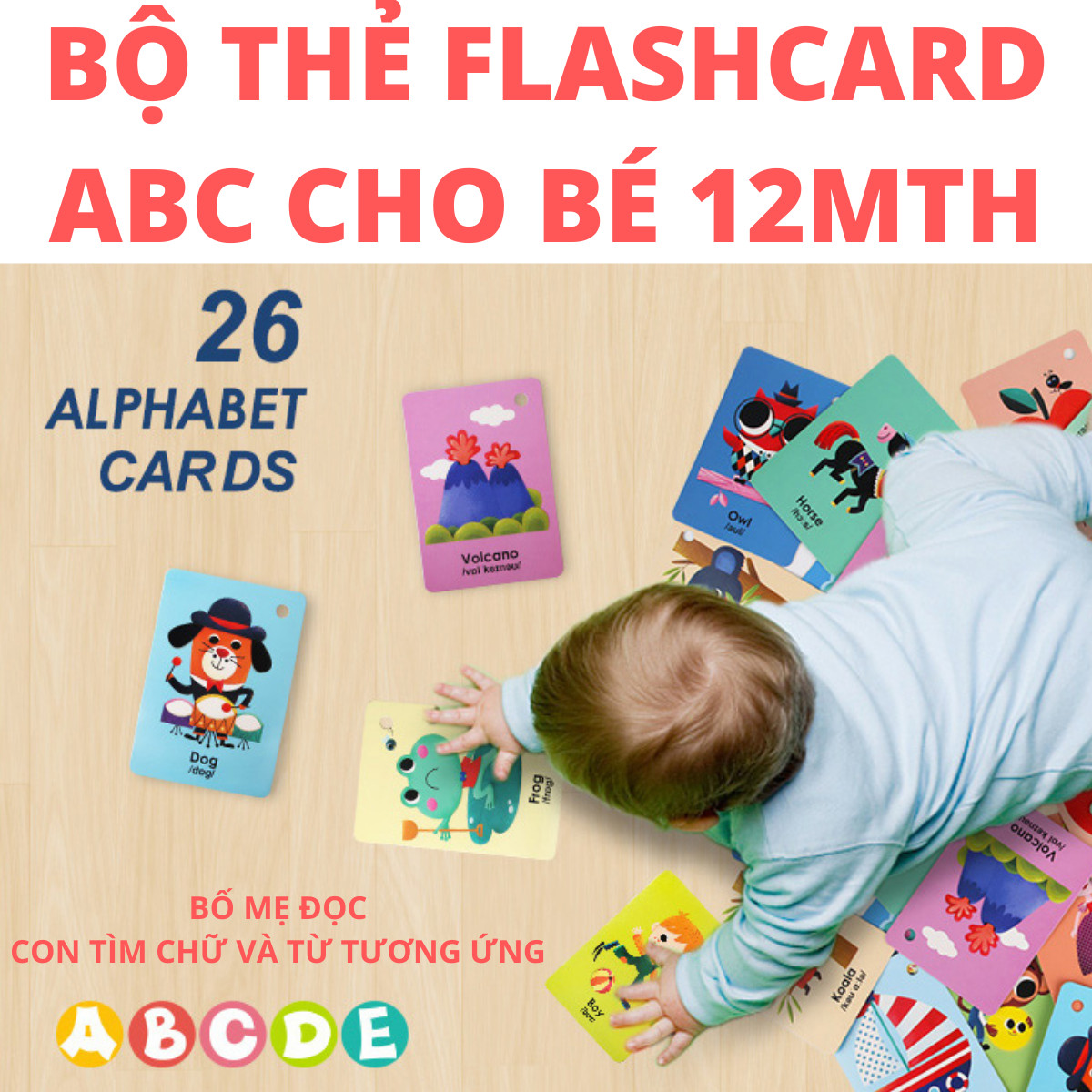 Thẻ học chữ cái ABC tiếng Anh cho bé từ 12 tháng tuổi trở lên