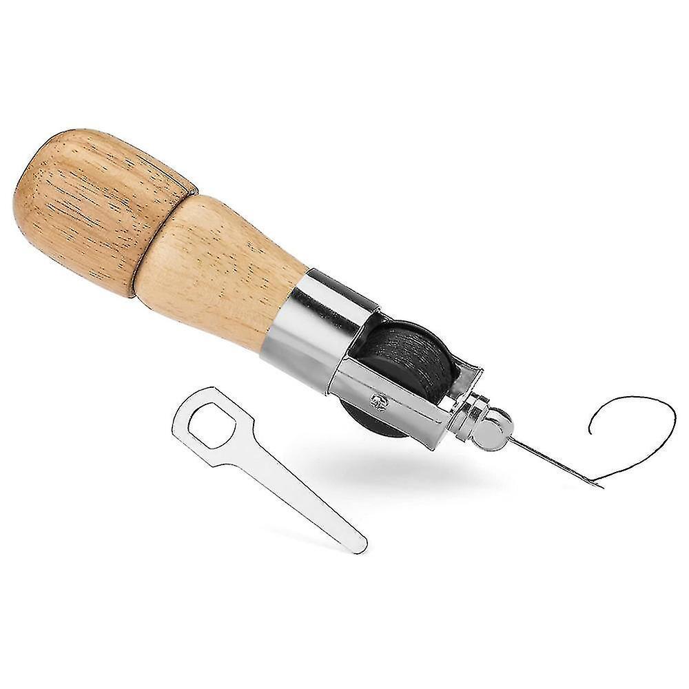 Bộ dụng cụ may bằng da với 2 kim Máy khâu thủ công có tay cầm bằng gỗ Công cụ kim dùi