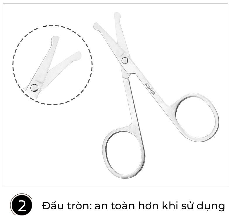 Kéo cắt tỉa lông mũi đầu tròn An Toàn, Thép Không Gỉ Cao Cấp, Thiết Kế Nhỏ - Gọn - Nhẹ - An toàn