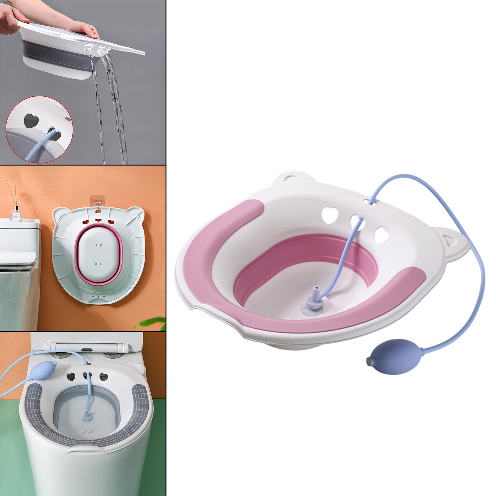 Foldable Sitz Bath Toilet Seat with Flusher Postpartum Hemorrhoids for Pregnant Women Elderly
