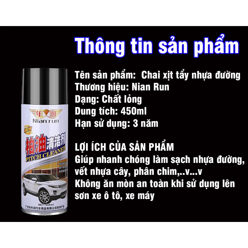 Combo Chai xịt tẩy rửa đa năng Nian run kèm khăn lau dành cho xe ô tô, xe máy dung tích 450ml