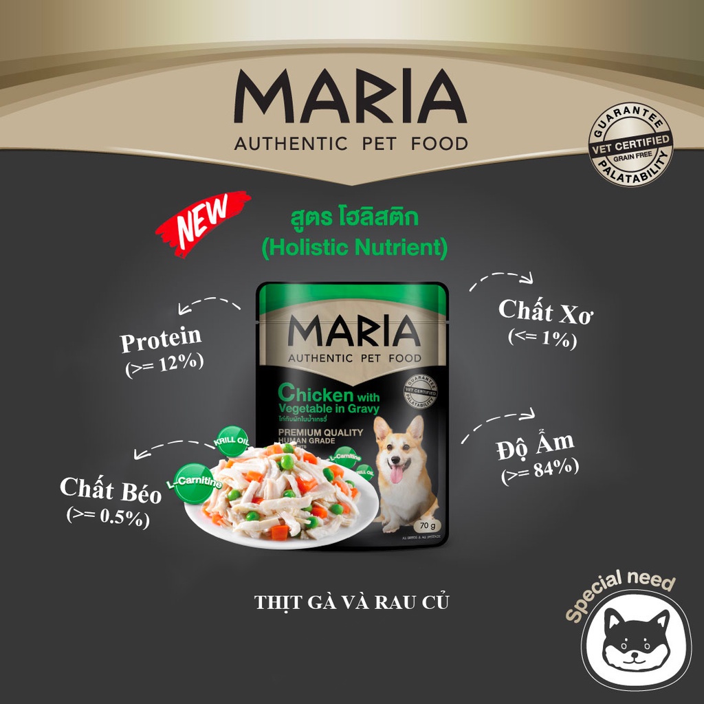 Pate cho chó Maria 70g/gói có 4 vị (Thịt Gà, Thịt Bò, Cá Ngừ, Cá Hồi) - pate cho chó con poolde - Cá Ngừ &amp; Cá Hồi