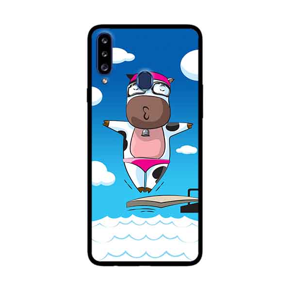 Ốp Lưng Dành Cho Samsung Galaxy A20s mẫu Bò Sữa Bơi Lội - Hàng Chính Hãng