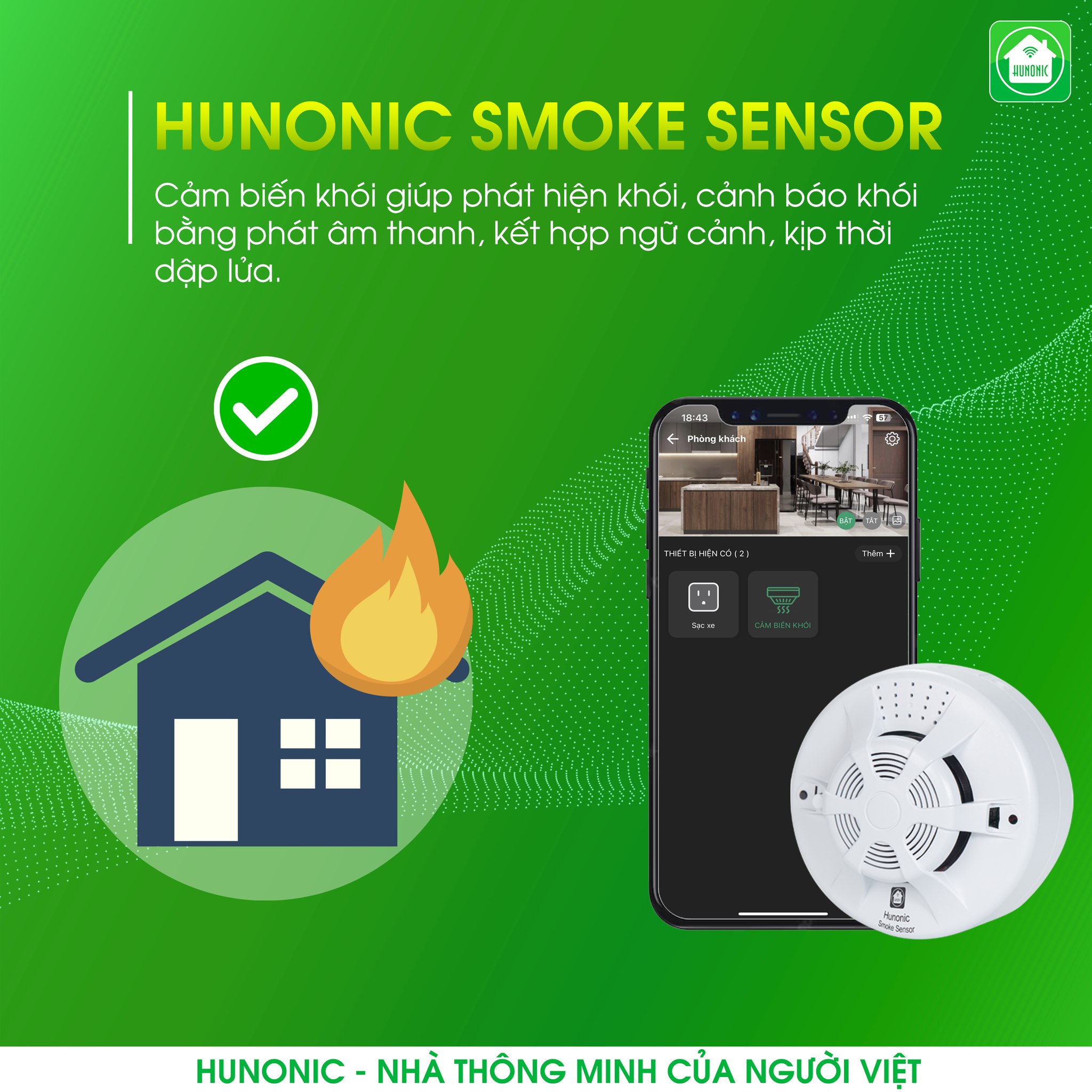 Bộ Cảm Biến Khói Hunonic Smoke Sensor