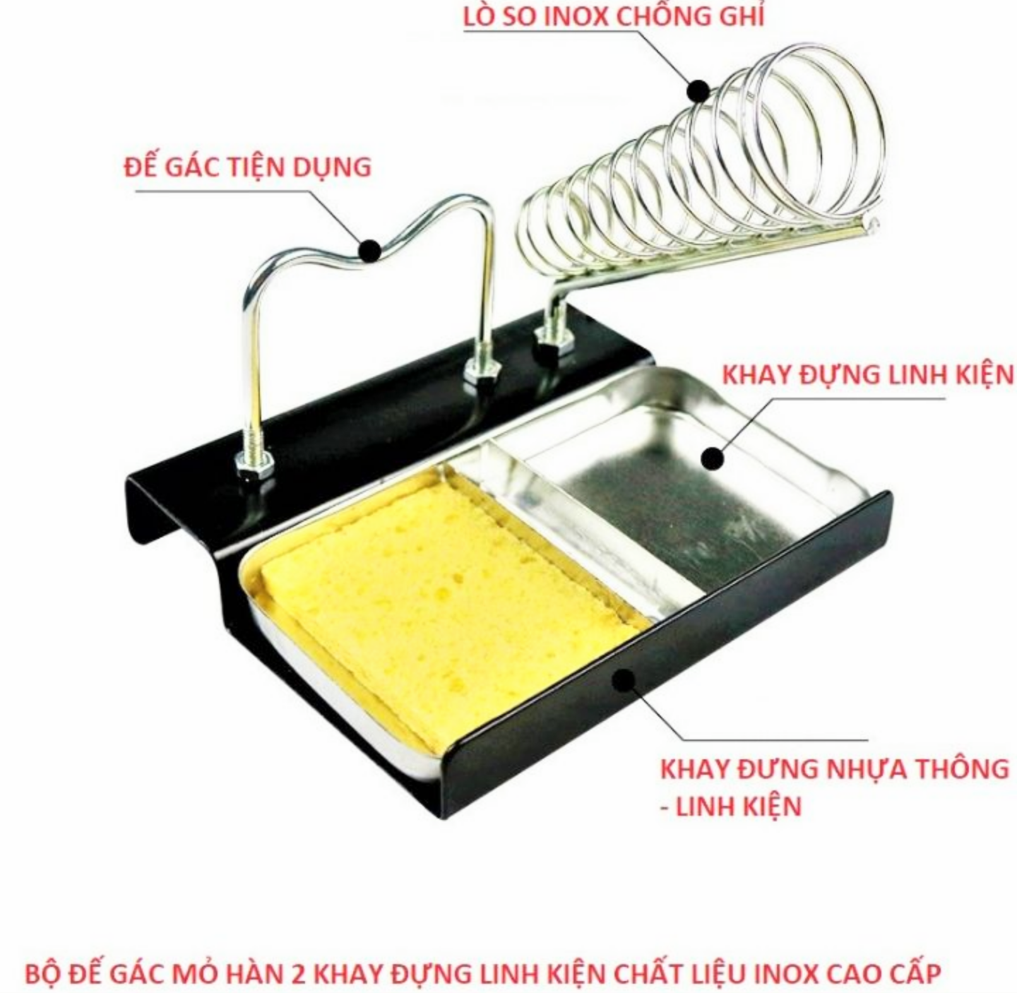 BỘ ĐẾ GÁC MỎ HÀN KÈM KHAY TẢN NHIỆT ĐỰNG LINH KIỆN ĐIỆN TỬ TIỆN DỤNG HÀNG CHẤT LƯỢNG