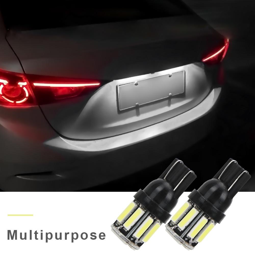 1 cặp bóng đèn T10 W5W 7020 10SMD ánh sáng trắng thay thế cho xe hơi