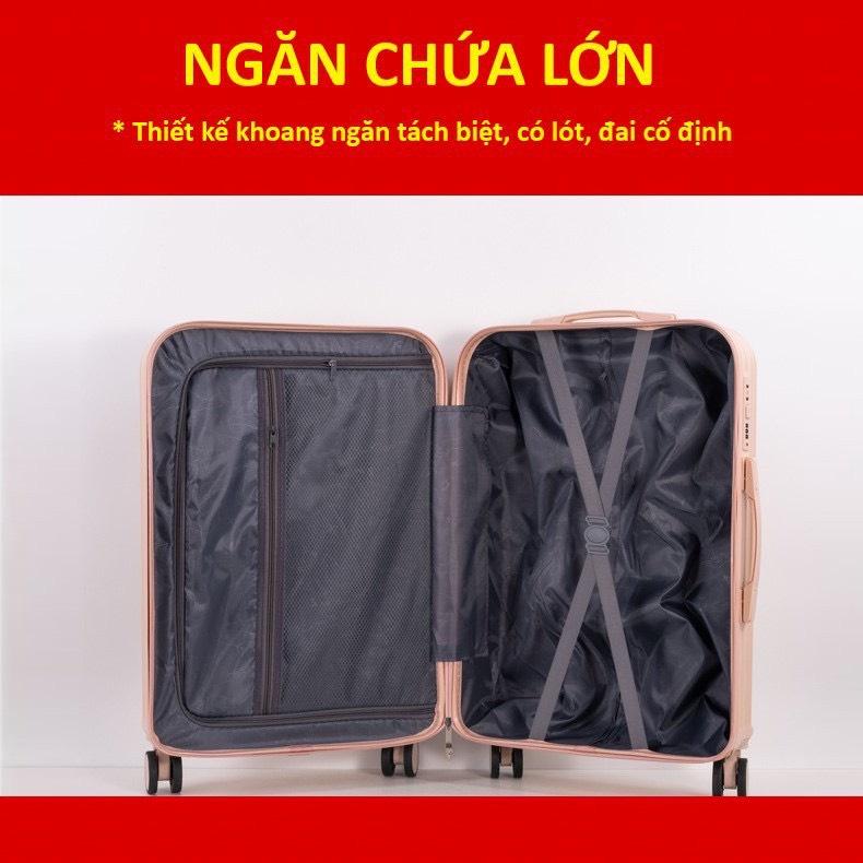 Vali kéo du lịch thời trang Hàn Quốc AS102 nhựa dẻo ABS, Chống va đập, khóa số an toàn (size 20 + 24 inch)