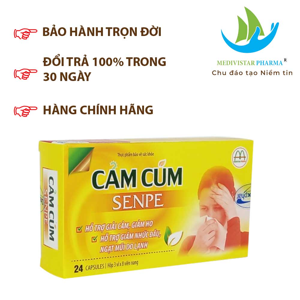 Viên uống cảm cúm SENPE Hỗ Trợ Giải Cảm, Giảm Ho, Đau Đầu, Ngạt Mũi Do Lạnh Bồi Bổ Cơ Thể, Tăng Đề Kháng 30 Viên/Hộp