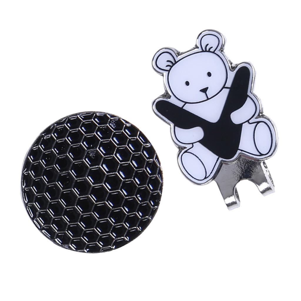 Golf Hat Clip with Detachable Golf Ball Marker Bear Pattern Black