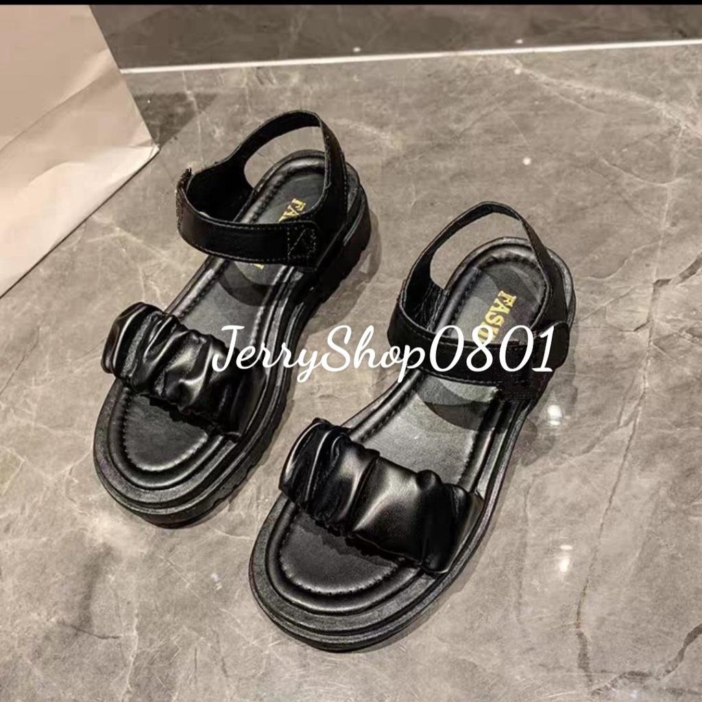 Giày Sandal nữ 3P QUAI NGANG NHÚN ĐẾ BÁNH MÌ mẫu mới trend