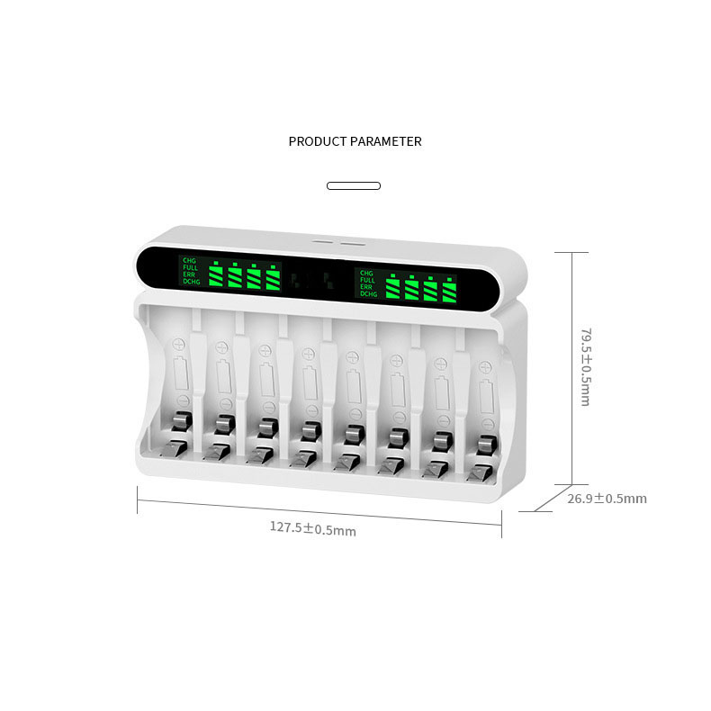 Sạc Pin 1.2V 8/12 Viên, Sạc Nhanh Tự Ngắt, Hiển Thị Dung Lượng