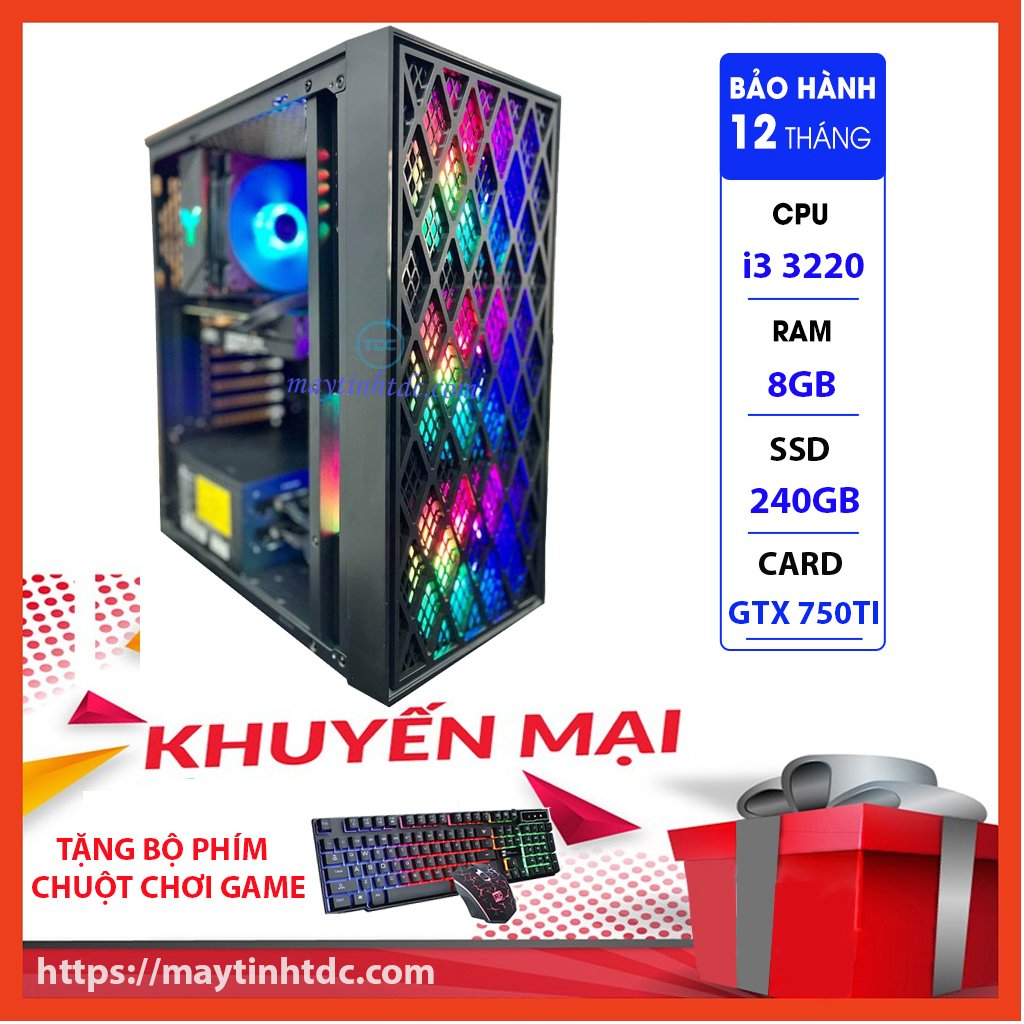 MAX PC GAMING X7 CPU Core i3-3220 Ram 8GB SSD 240GB GTX 750TI Chơi PUBG,LOL,CF,Fifa4,Đế chế Tặng Bộ Phím Chuột Game