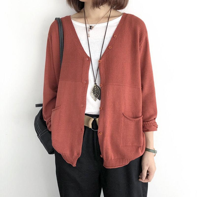 Áo cardigan len nữ form rộng phong cách Nhật Bản, thời trang thu đông 2021