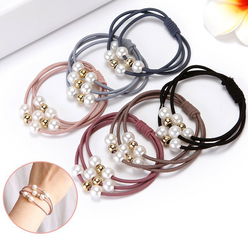 SET 5 CÁI | DÂY BUỘC TÓC NGỌC TRAI XINH XẮN | HÀN QUỐC | VIDEO THẬT | SHOP BEECOW