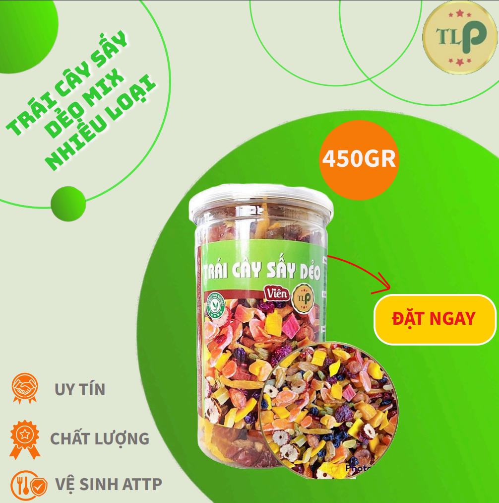 TRÁI CÂY SẤY DẺO MIX NHIỀU LOẠI HẠT GIÀU CHẤT DINH DƯỠNG - HỘP 450G