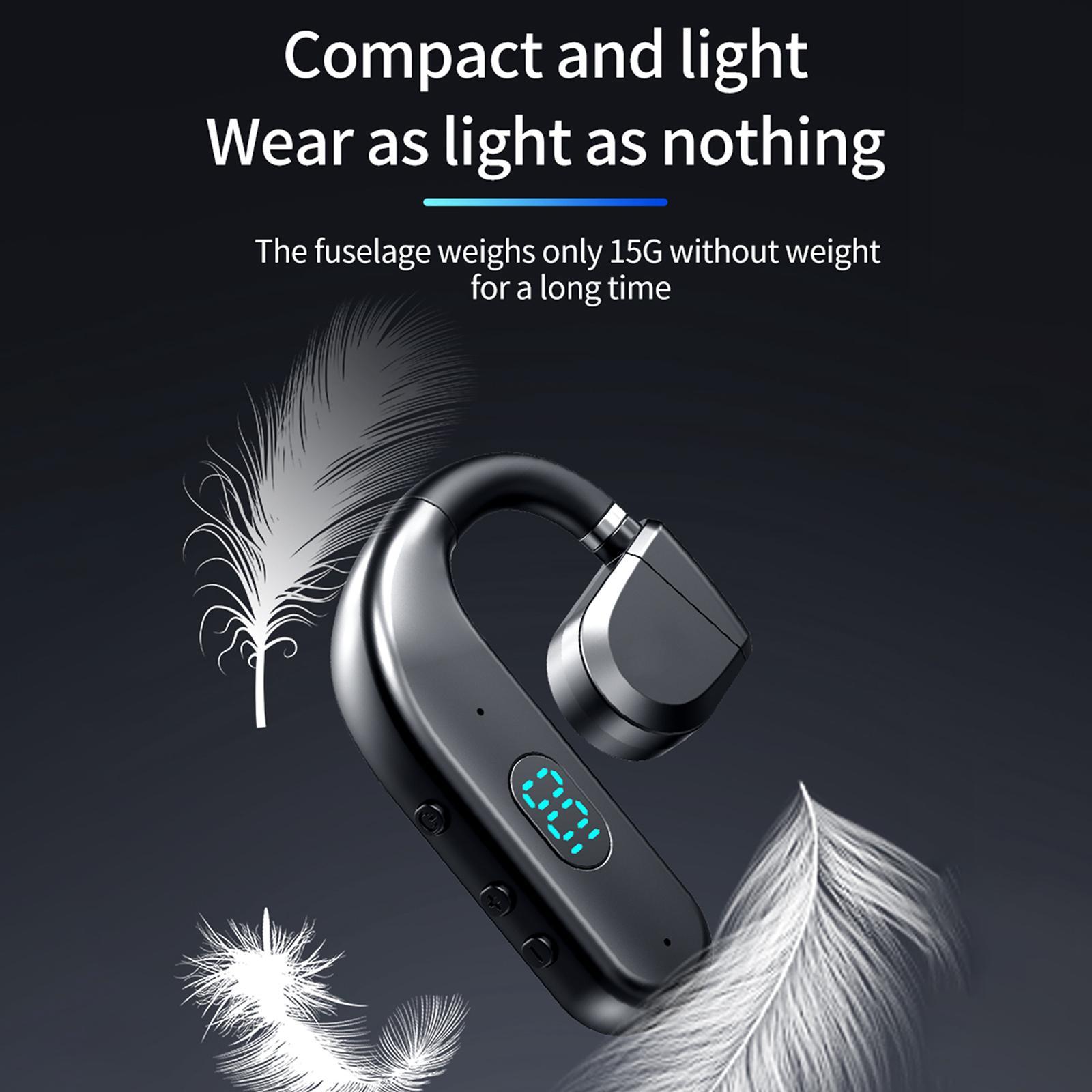 Single Ear Headphones Earbuds Earhook Noise Cancelling V5.3 Rotating Long Standby Time Ear Hook Headset Clip Cordless Headset for Gyms Office