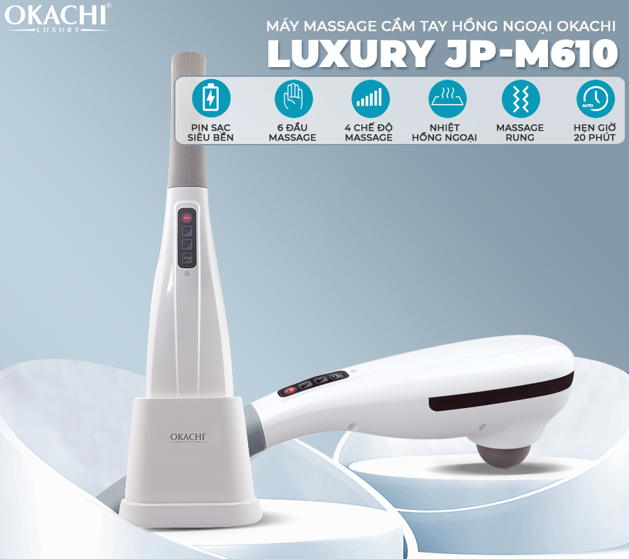 Máy massage cầm tay hồng ngoại OKACHI LUXURY JP-M610 (Trắng)