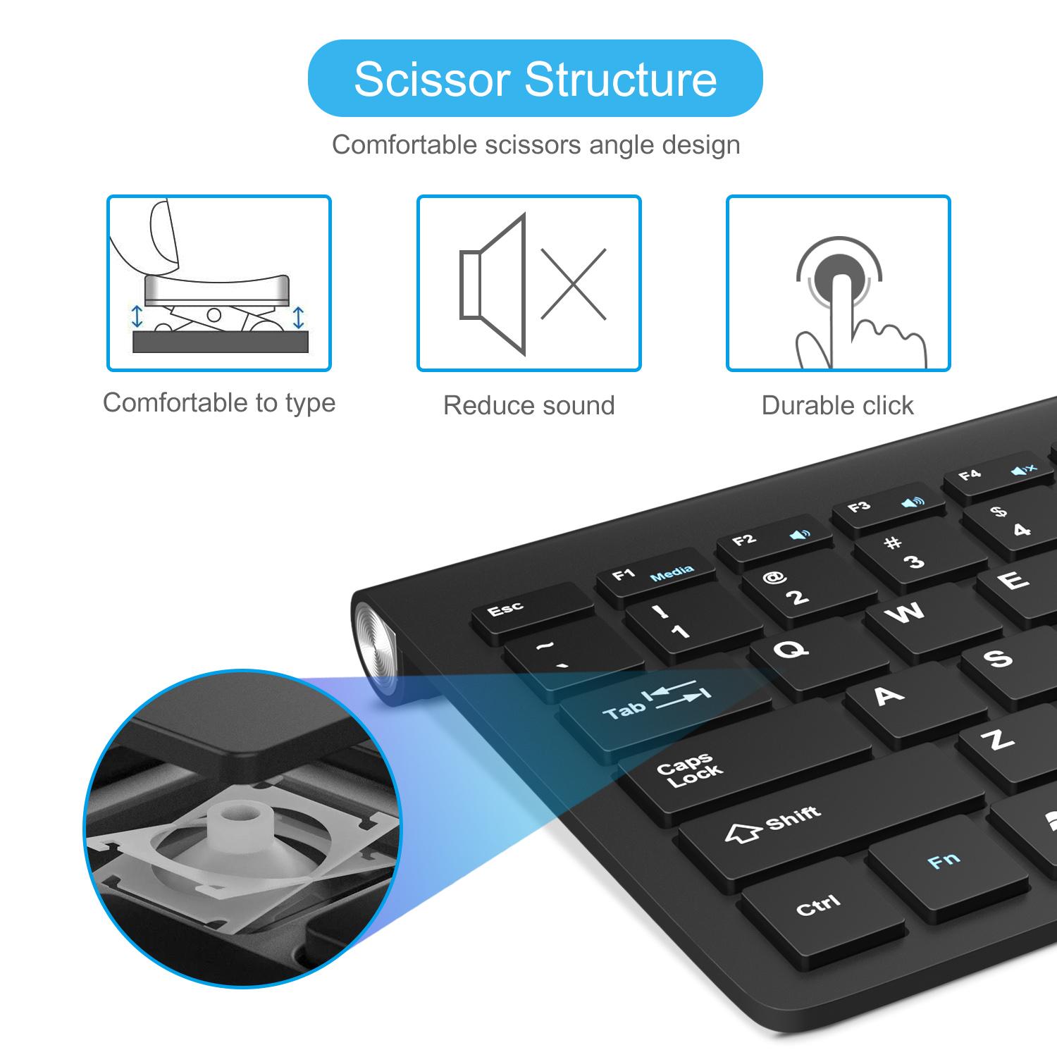 Bàn Phím Không Dây Mini USB Bàn Phím Chuột Combo Dành Cho Máy Tính Laptop Tivi Máy Tính Cao Su Keycaps Công Thái Noiseless Bàn Phím