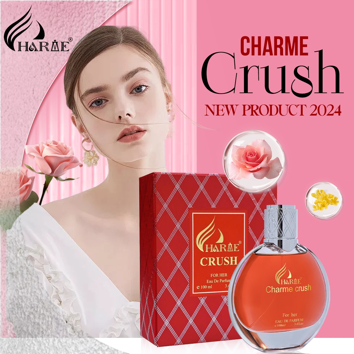 Nước Hoa Nữ CHARME CRUSH - 100m Lưu Hương Lâu Phong Cách Nữ Tính, Tươi Mát, Dịu Dàng - Nước Hoa Chính Hãng