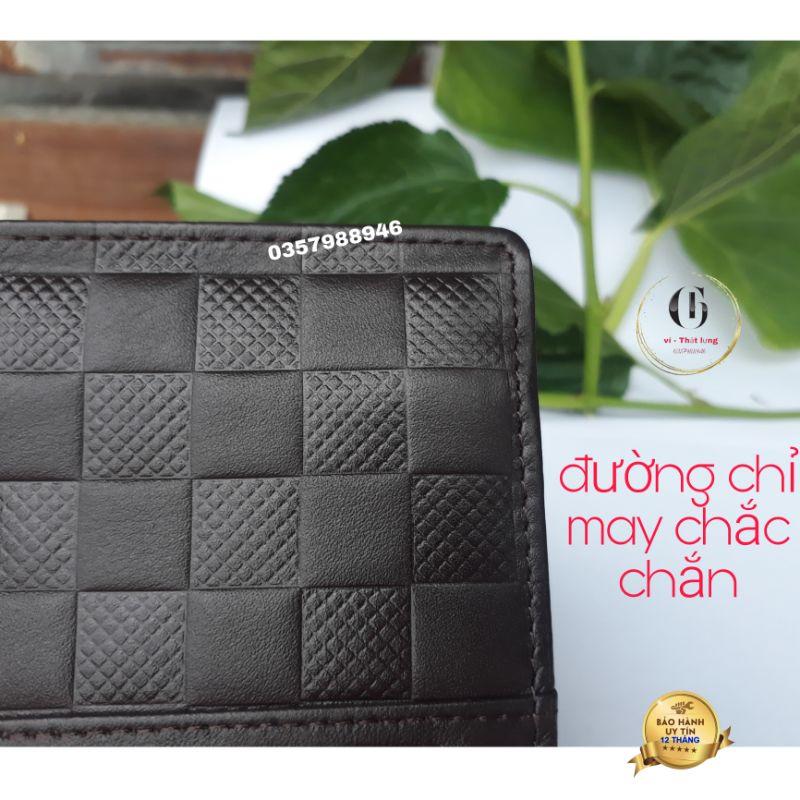 Bóp da nam cao cấp da bò Nappa dập vân Caro dáng ngang STORE CH