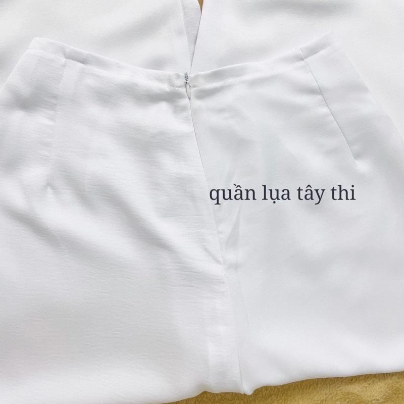 Quần áo dài màu trắng đen truyền thống may sẵn