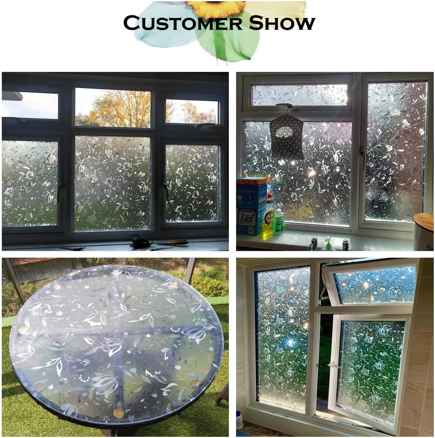 Phim dán cửa sổ Phim dán cửa sổ tĩnh điện Phim dán cửa sổ trang trí Phim dán cửa sổ Chống tăng trưởng Chống tia cực tím Bảo vệ sự riêng tư với Hoa văn hoa Tulip 30×200 cm