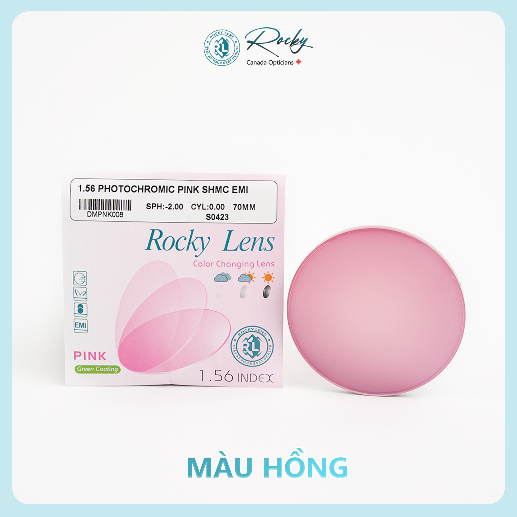 Tròng mắt kính cận loạn Đổi màu + lọc ánh sáng xanh Smart Rocky Canada (7 màu) - Chiết suất 1.56