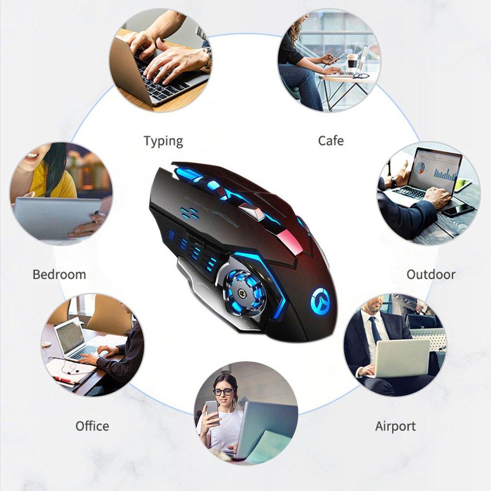 X8 Chuột Chơi Game Không Dây Sạc Im Lặng LED Backlit Quang USB Ergonomic Chuột Chơi Game LOL Chuột Lướt Game Thủ Chuột Cho Máy Tính