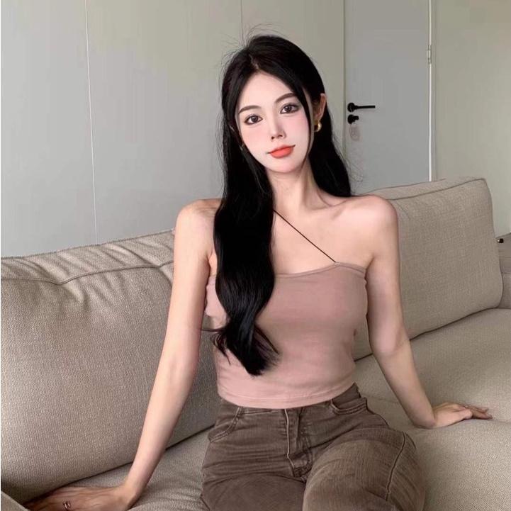 Áo croptop dây chéo sexy hàng Quảng Châu, Áo quây ngang có mút ngực chất thun ống cao cấp M22