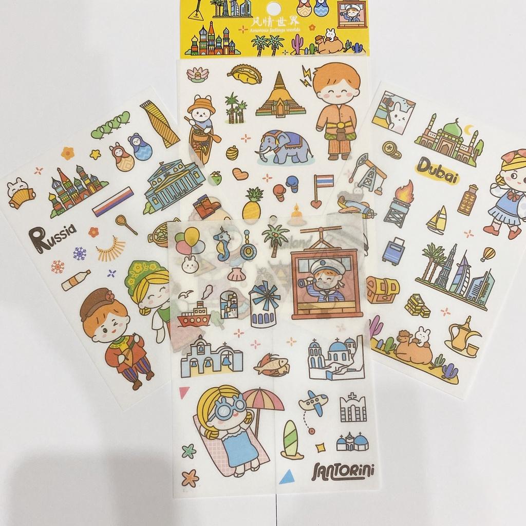 Set 4 tấm Sticker cute dễ thương, hình dán cute sticker trang trí sổ đáng yêu giá rẻ