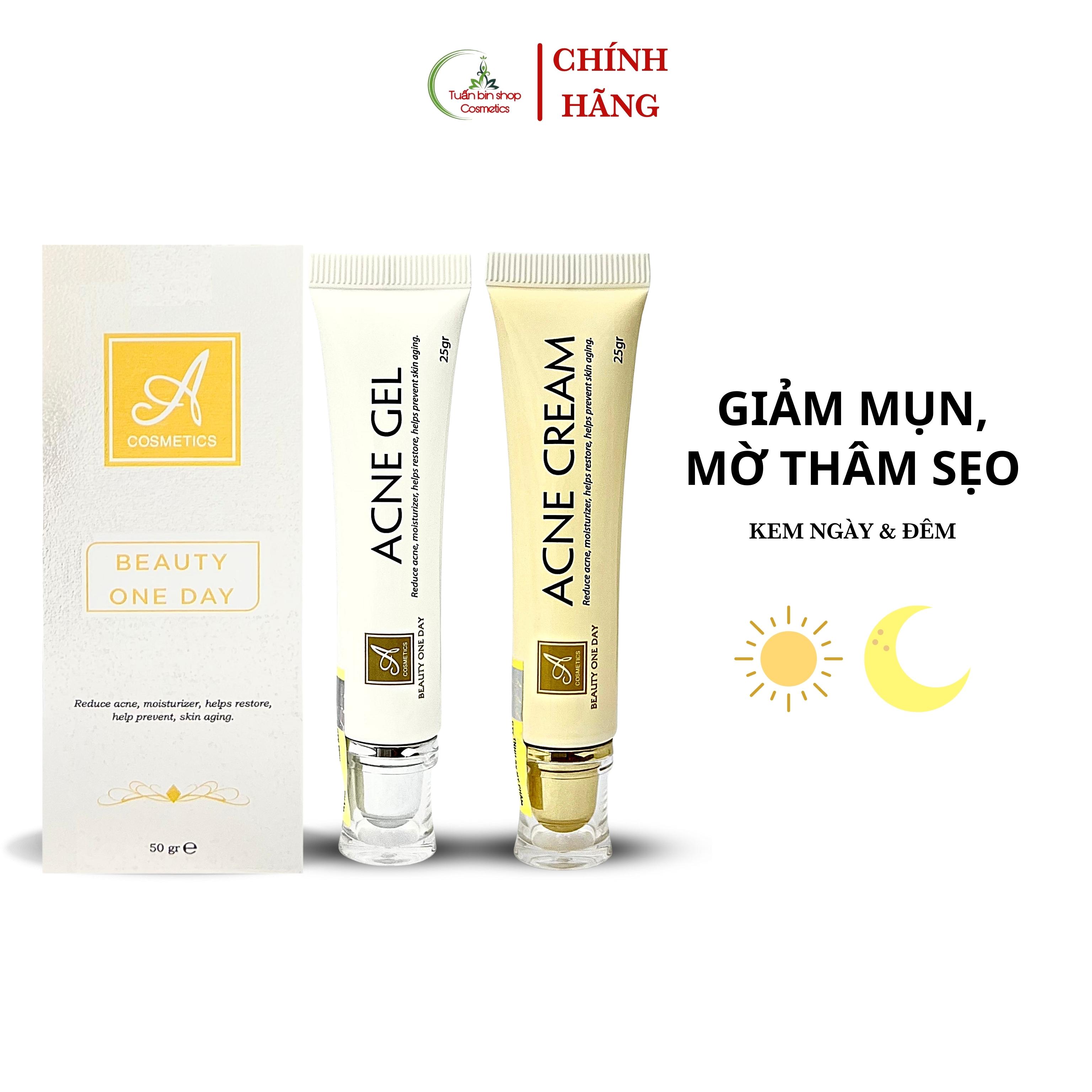 Combo kem giảm mụn, kiềm dầu Acosmetics, kem giảm mụn siêu tốc độ, sữa rửa mặt trà xanh x2 170g