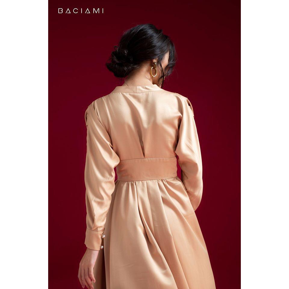 Hình ảnh Baciami-Đầm Xòe Nơ Eo Tay Phồng