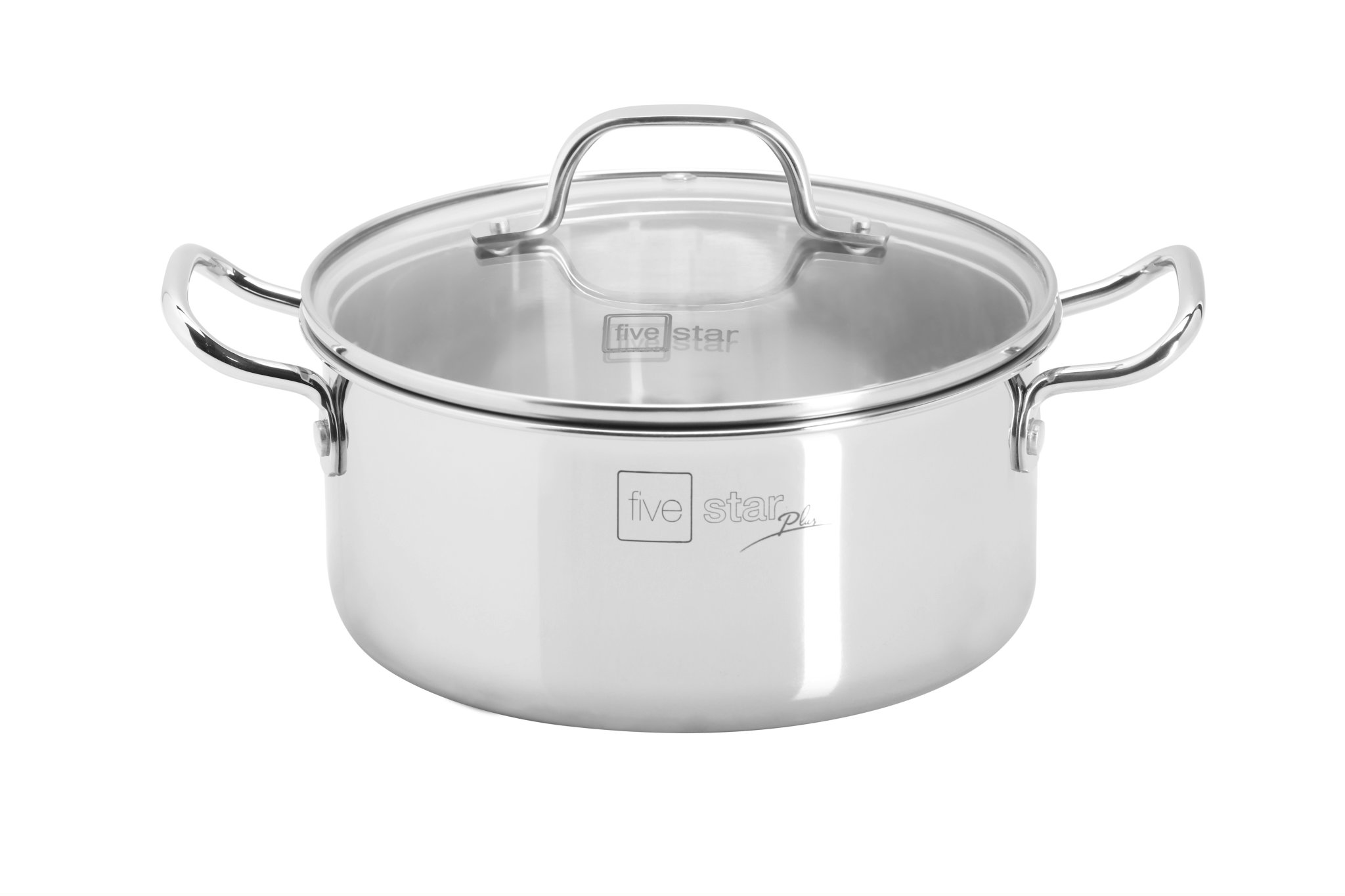 Bộ nồi chảo chống dính vân đá đáy từ 3 lớp đáy liền khối Fivestar Plus FPB3002 nắp kính size 16, 20, 24cm và chảo 24cm , tặng 1 vá canh